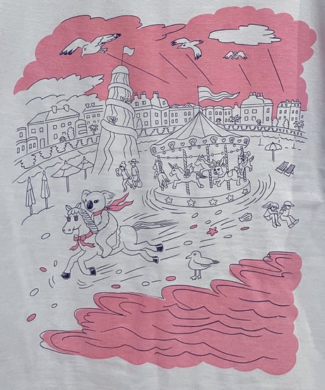 海辺の遊園地Tシャツ (light blue)