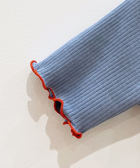 ハート切手の刺繍キッズT (blue)