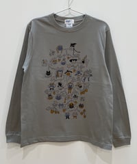 Cat Family Tree 長袖Tシャツ (grey)