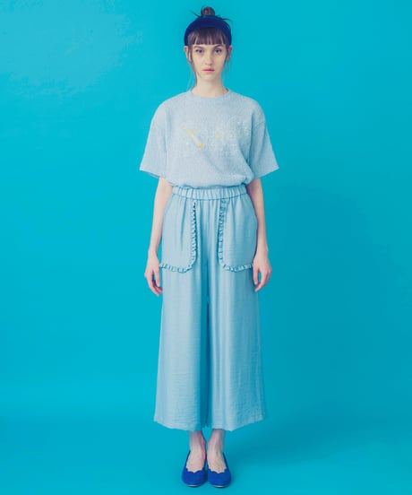 マーメイドシェル刺繍Tシャツ (light blue)