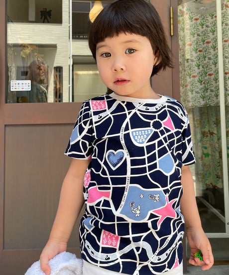 街路図キッズTシャツ (navy)