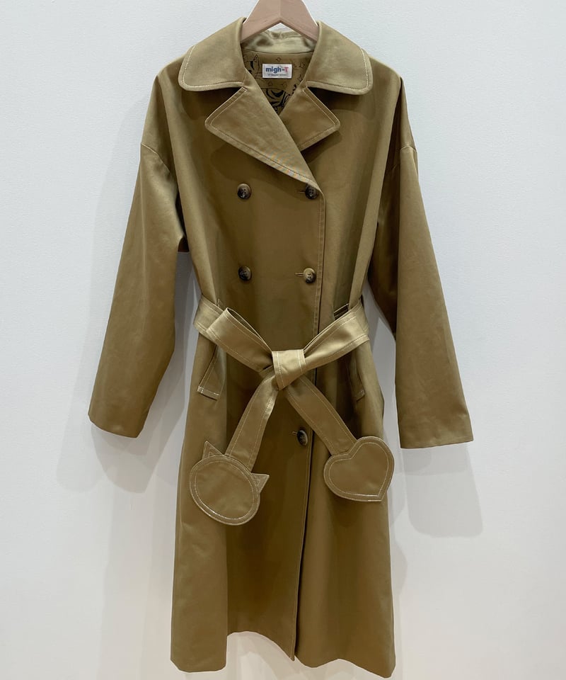 ネコ♡ベルトトレンチコート (khaki) | migh-T by Kumiko Watari ネコ♡ベルトトレンチコート (khaki) | migh-T by Kumiko Watari
