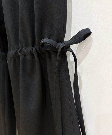 リボンギャザーフレアパンツ (black)（先行予約）
