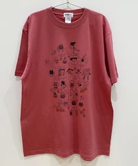 Cat Family Tree 半袖Tシャツ (deep pink)