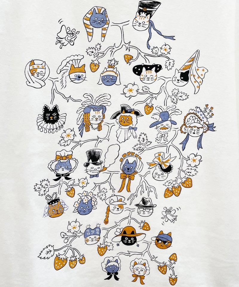 Cat Family Tree 半袖Tシャツ (cream) | migh-T by Kumi