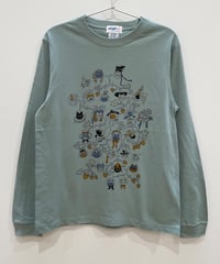 Cat Family Tree 長袖Tシャツ (sage green)