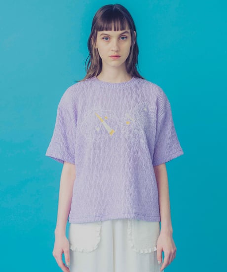 マーメイドシェル刺繍Tシャツ (lavender)
