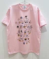 Cat Family Tree 半袖Tシャツ (pink)