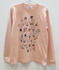 Cat Family Tree 長袖Tシャツ (pink)