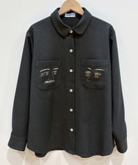 フェイス刺繍シャツ (dark grey)（先行予約）
