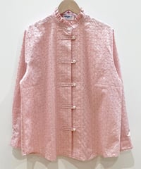 ハートボタンカンフーブラウス（刺繍） (pink)