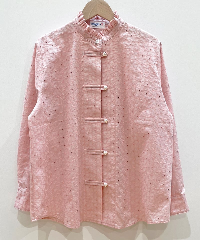 ハートボタンカンフーブラウス（刺繍） (pink) | migh-T by