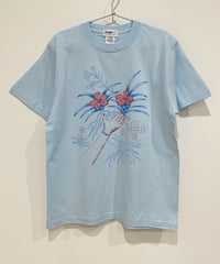 フラワースマイルTシャツ (light blue)