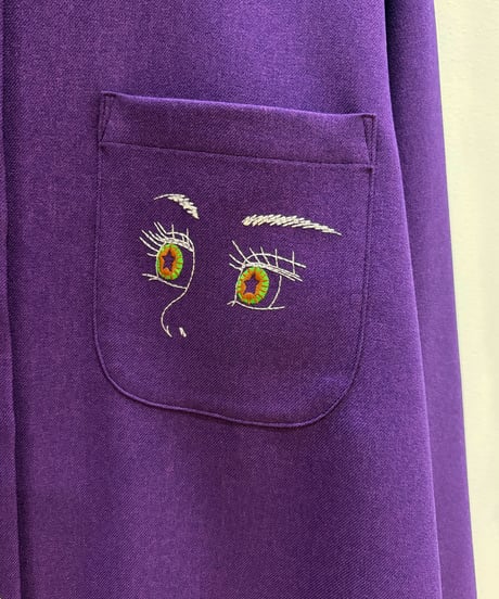 フェイス刺繍シャツ (purple)（先行予約）