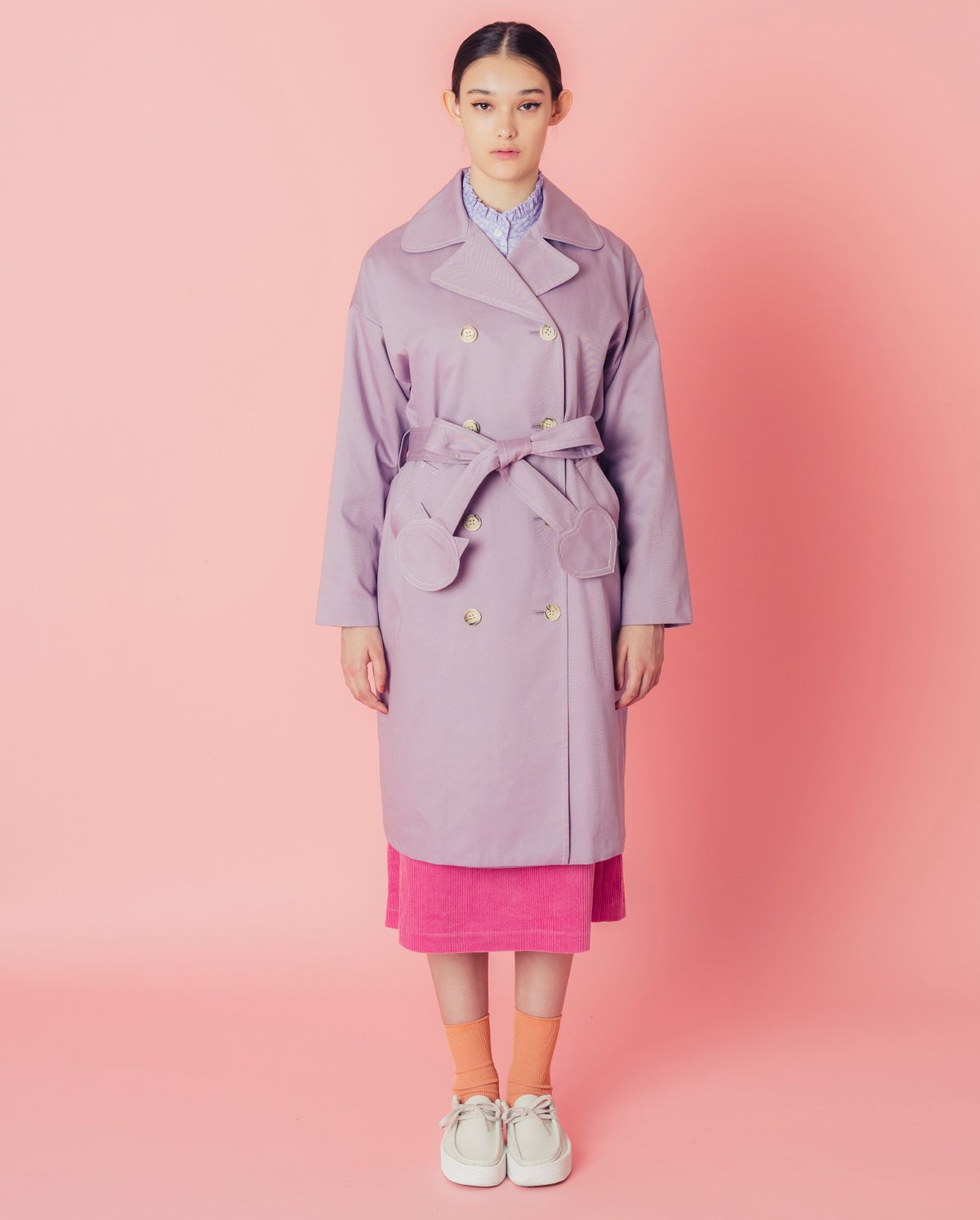 ネコ♡ベルトトレンチコート (mauve) | migh-T by Kumiko Watari ネコ♡ベルトトレンチコート (mauve) | migh-T by Kumiko Watari