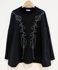 スズラン刺繍スウェットチュニック (black)（先行予約）