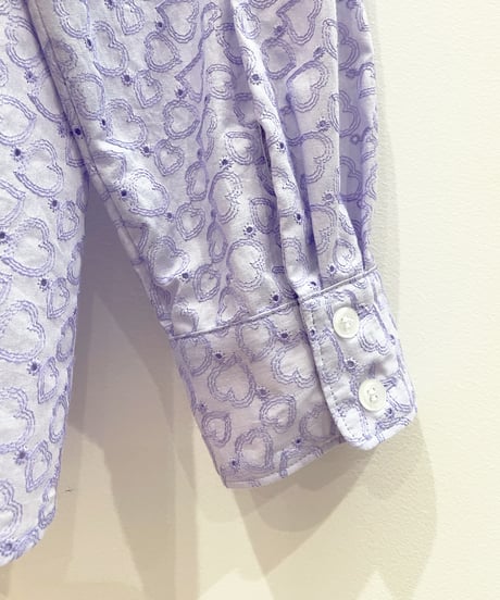 ハートボタンカンフーブラウス（刺繍） (lavender)