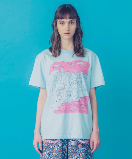 海辺の遊園地Tシャツ (light blue)