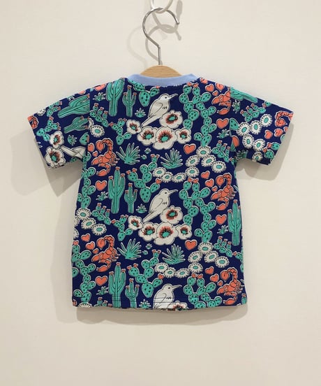 サボテンプリントベビーTシャツ (blue)