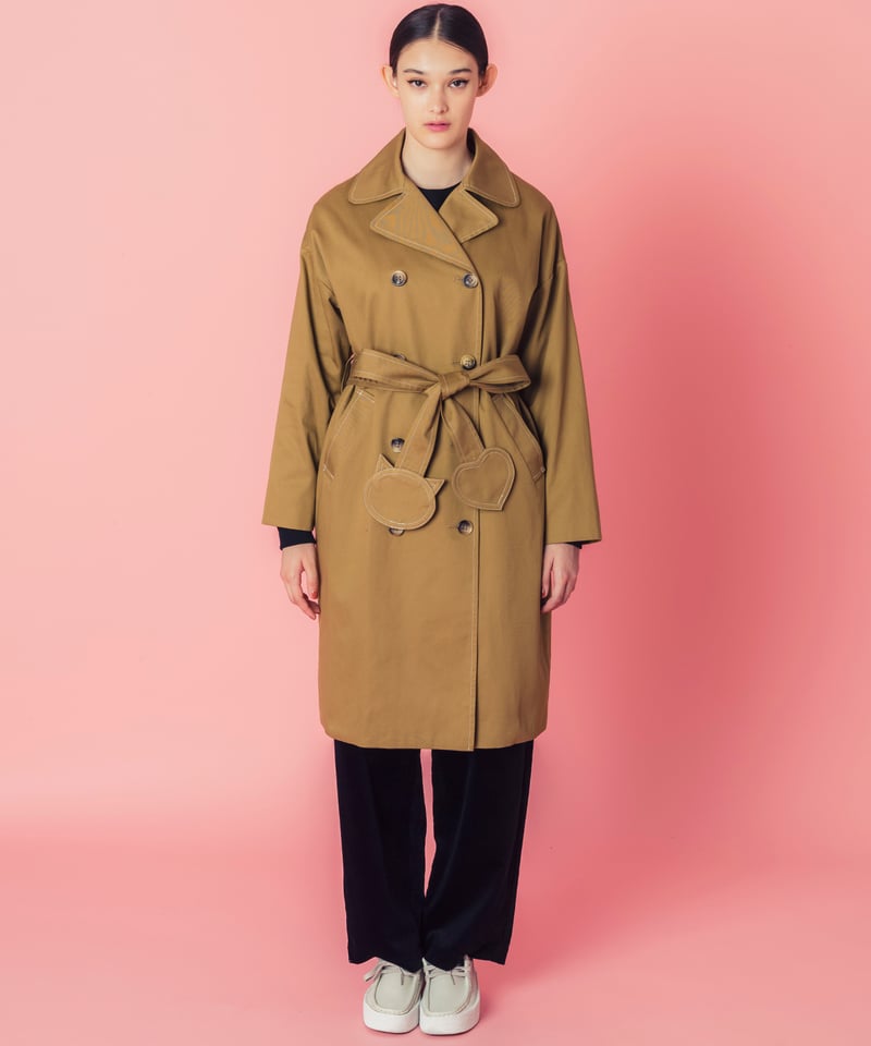 ネコ♡ベルトトレンチコート (khaki) | migh-T by Kumiko Watari ネコ♡ベルトトレンチコート (khaki) | migh-T by Kumiko Watari