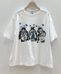 トリオ半袖オーバーサイズTシャツ (white x black)