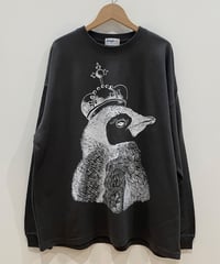 エンペラーペンギンの長袖オーバーサイズTシャツ (charcoal)
