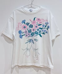 花束プリント半袖オーバーサイズTシャツ (white)（先行予約）