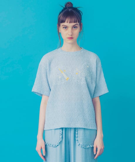 マーメイドシェル刺繍Tシャツ (light blue)