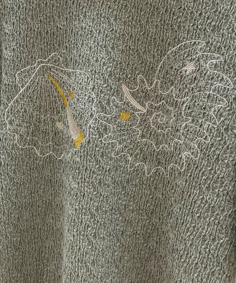 マーメイドシェル刺繍Tシャツ (sage green)