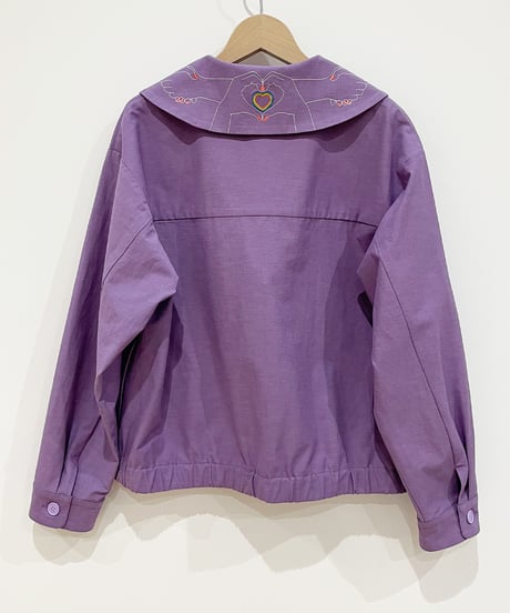 ハートサイン刺繍えりジャケット (purple)