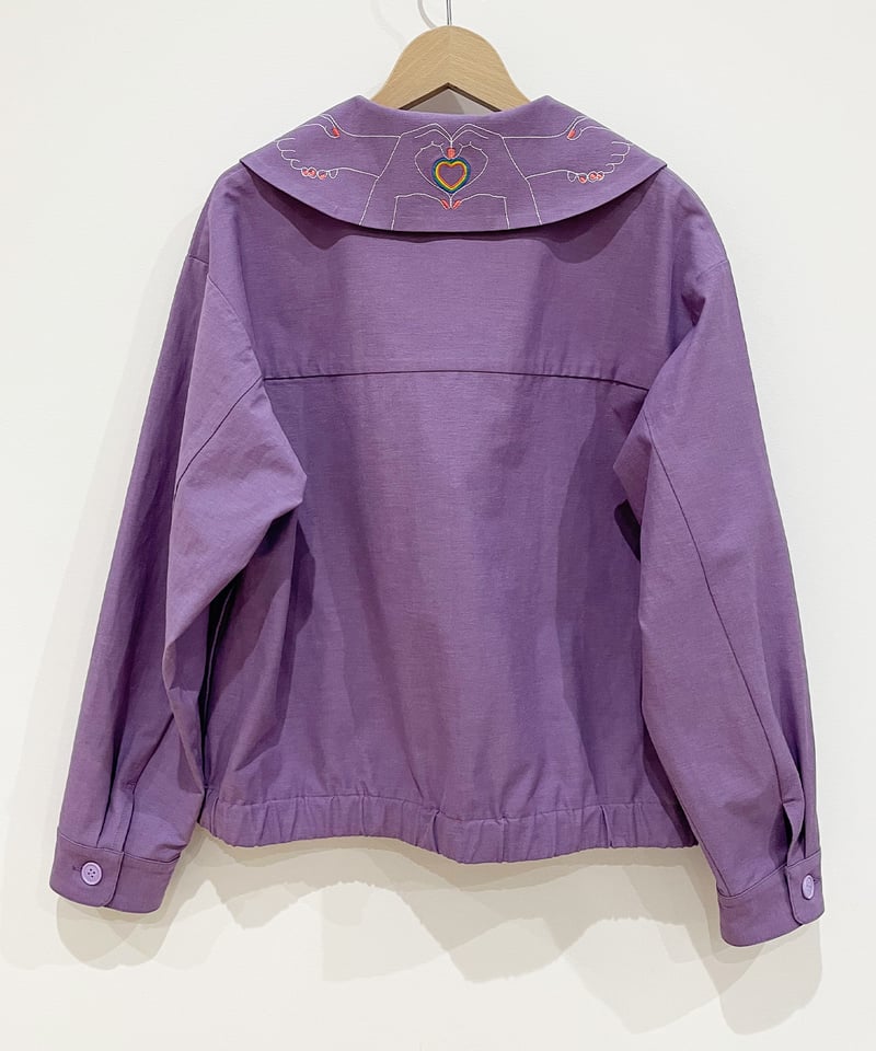 ハートサイン刺繍えりジャケット (purple) | migh-T by Kumiko Watari