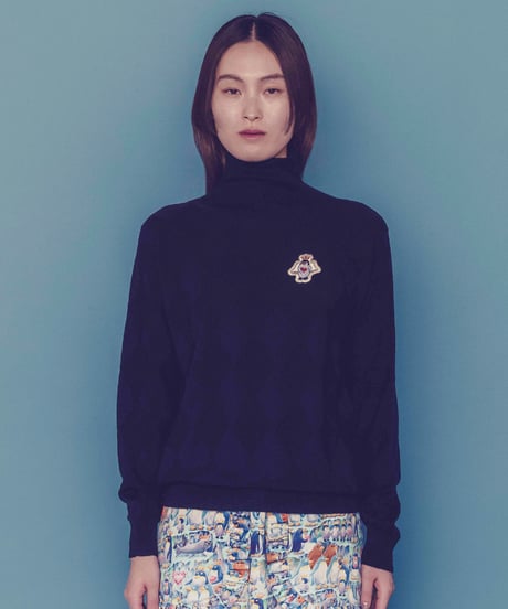 ダイヤ柄ホールガーメントセーター (navy)