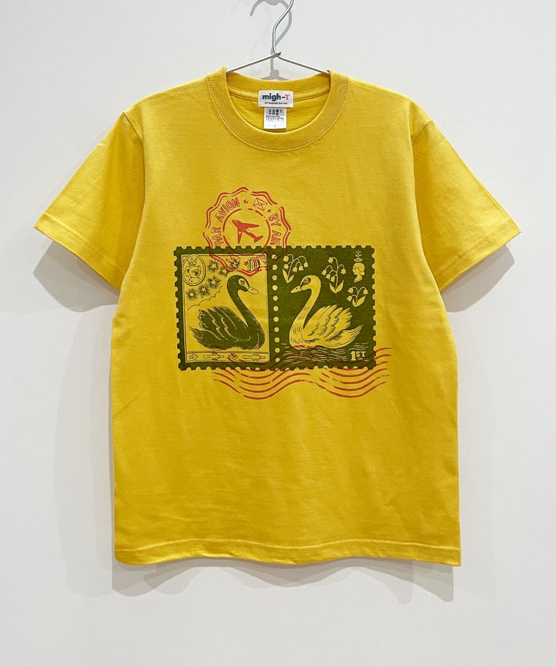 スワン切手のTシャツ (yellow) | migh-T by Kumiko Watari