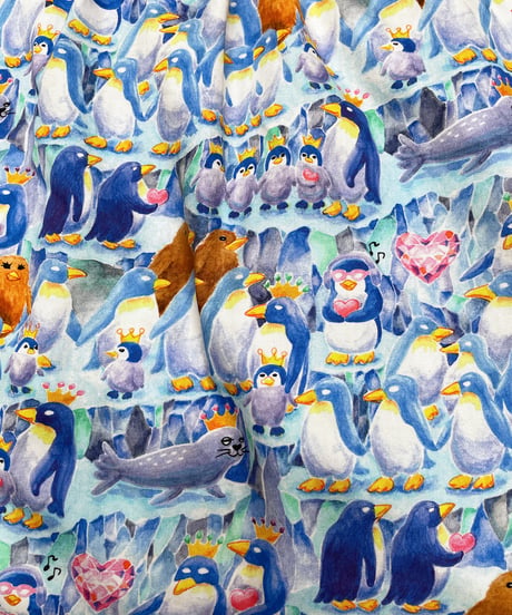 U.P.K. プリントフリルポケットスカート (blue)
