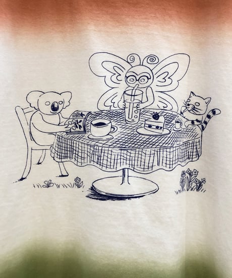 ティータイムの段染めTシャツ (coral)