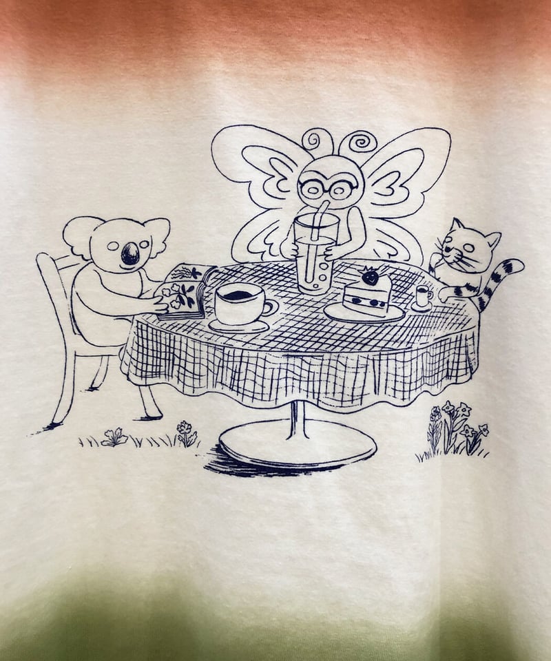 ✨ツクミ✨115・45R/45rpm インディゴ染め8分袖Tシャツ 他1点 ティータイムの段染めTシャツ (coral) | migh-T by Kumiko Watari