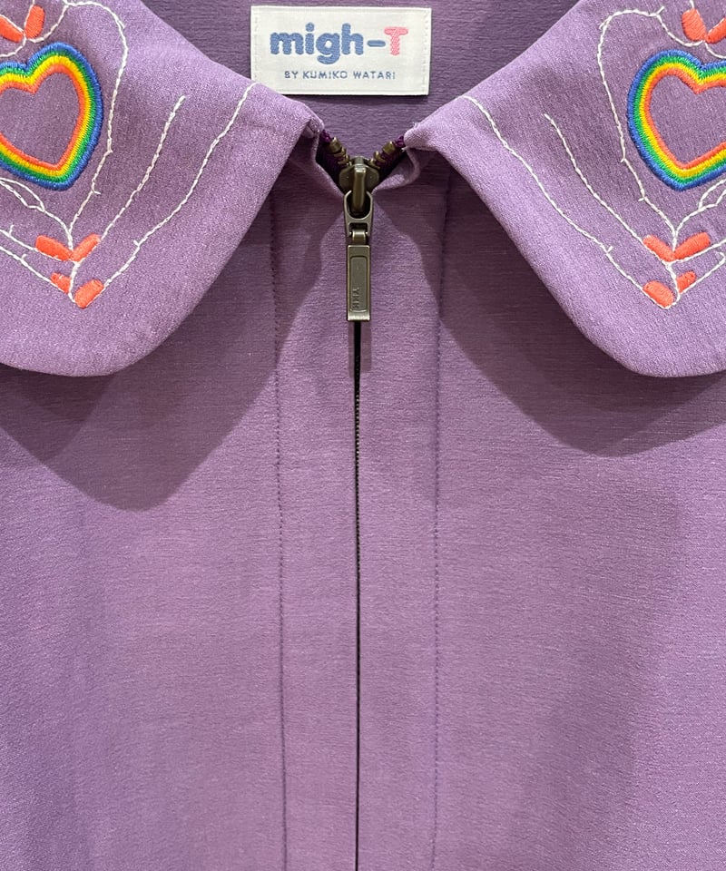 ハートサイン刺繍えりジャケット (purple) | migh-T by Kumiko Watari