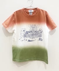 ティータイムの段染めキッズTシャツ (coral)