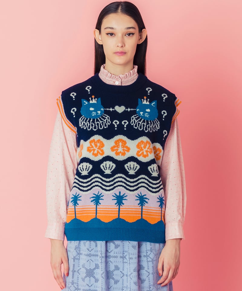 ハートボタンカンフーブラウス（刺繍） (pink) | migh-T by Kumiko Wa
