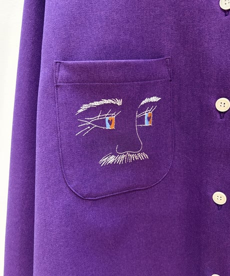 フェイス刺繍シャツ (purple)（先行予約）