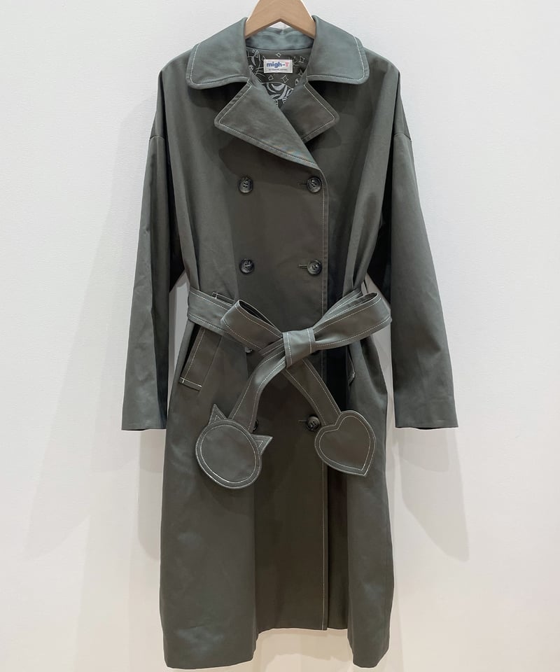 ネコ♡ベルトトレンチコート (dark olive) | migh-T by Kumiko W