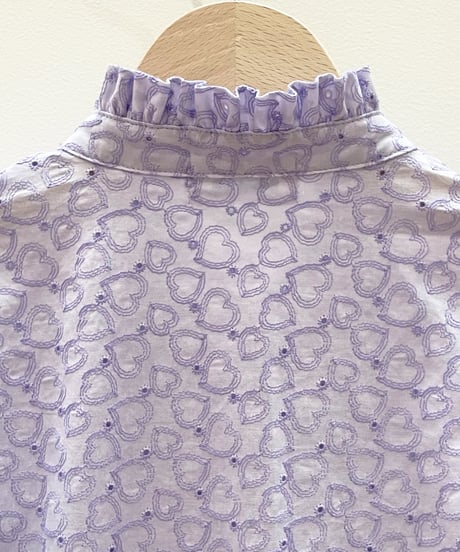 ハートボタンカンフーブラウス（刺繍） (lavender)