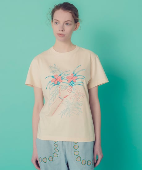 フラワースマイルTシャツ (ivory)