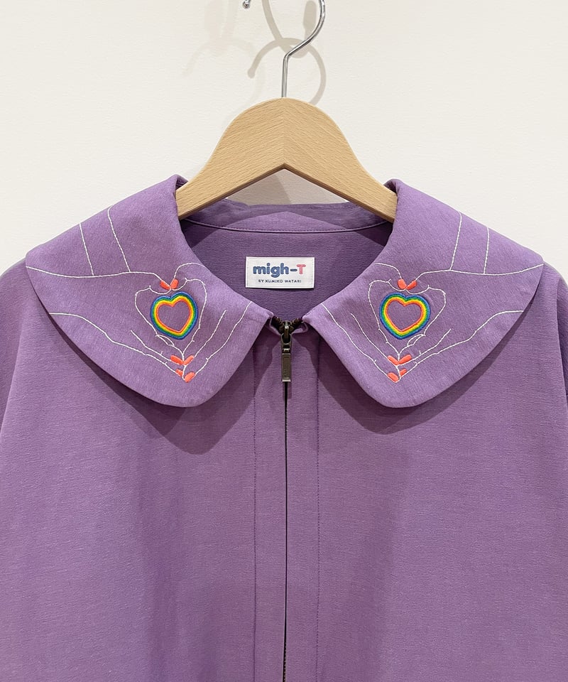 ハートサイン刺繍えりジャケット (purple) | migh-T by Kumiko Watari