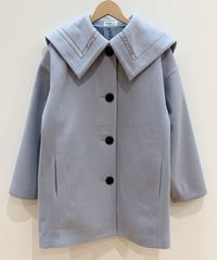 本の刺繍ウールコート (light blue)（先行予約）
