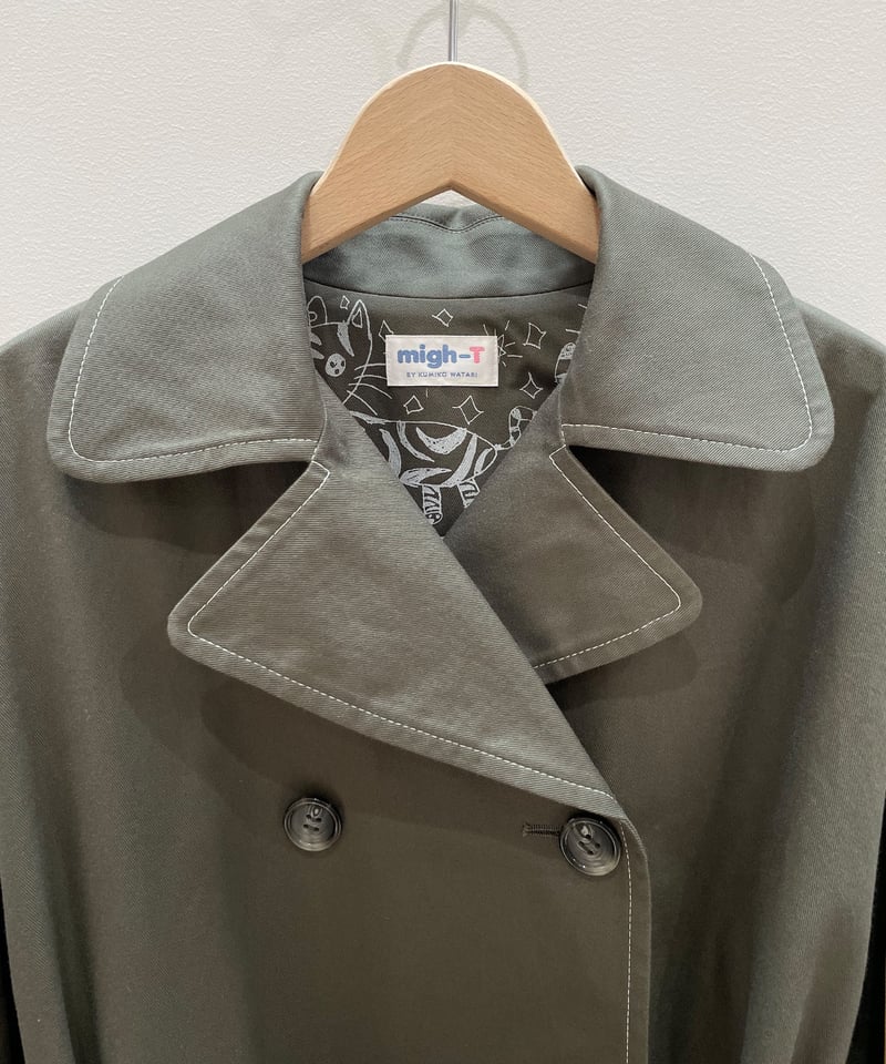 ネコ♡ベルトトレンチコート (dark olive) | migh-T by Kumiko W