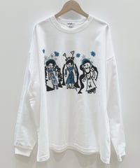 トリオ長袖オーバーサイズTシャツ (white x black)