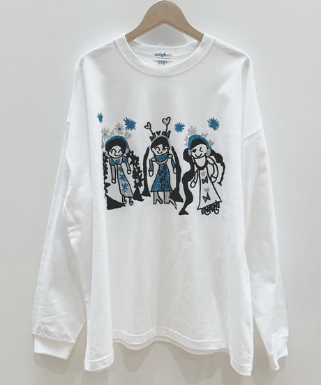トリオ長袖オーバーサイズTシャツ (white x black)