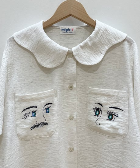 フェイス刺繍ブラウス (white)