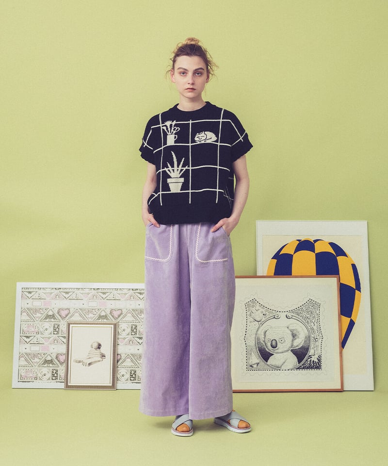 SAMPLE SALE> 別珍ワイドパンツ (lavender) | migh-T by K